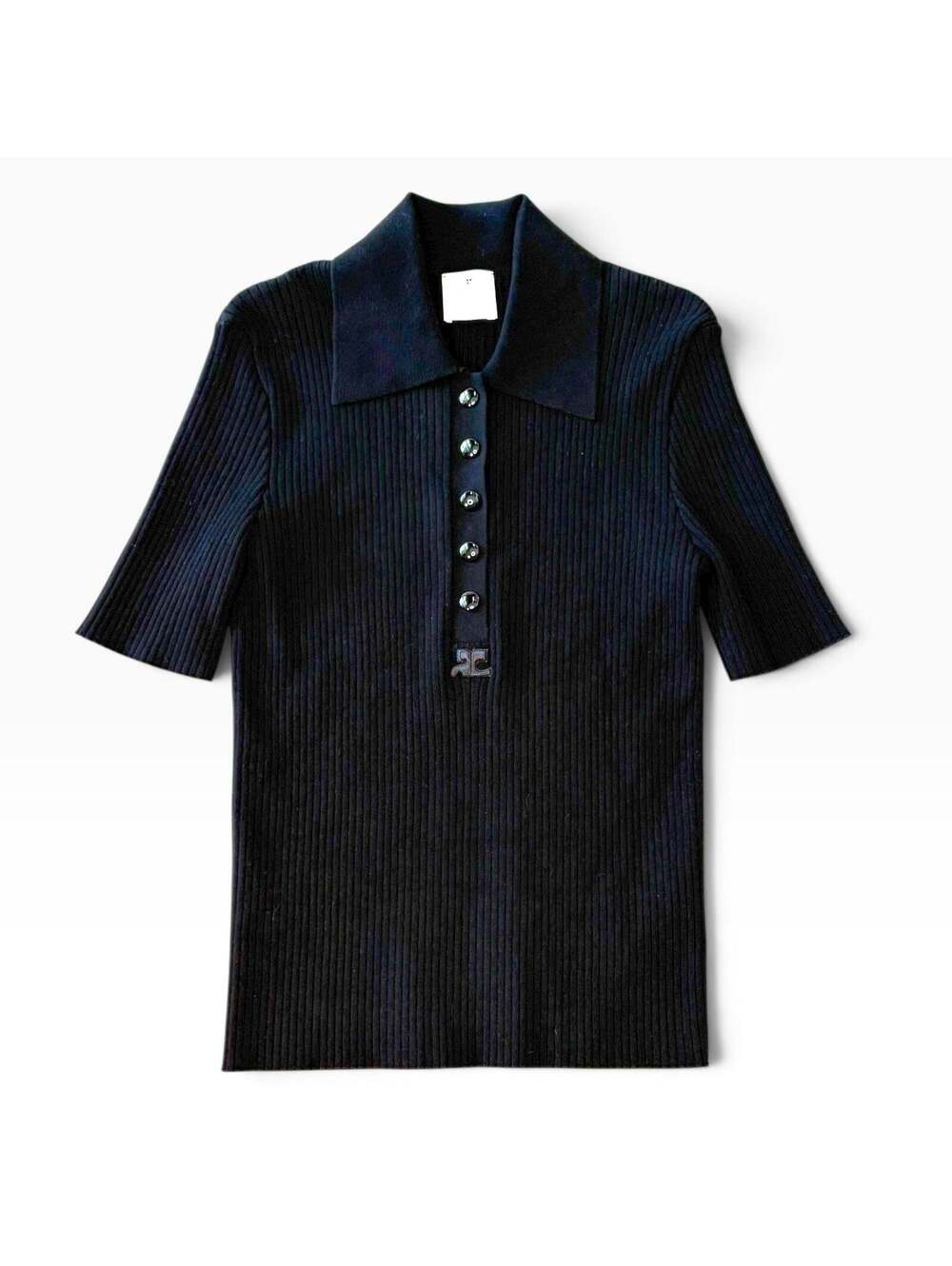 Courrèges AC Polo Knit Top Black Size XL